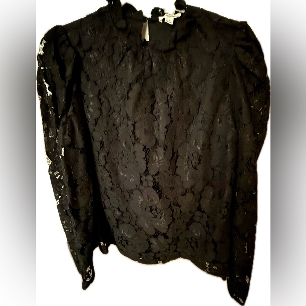 Black Lace Floral Blouse